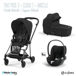 Trio Poussette Mios 3 + Nacelle + Cloud T CYBEX Matt Black/Sepia Black