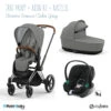 Trio Poussette Priam 4 + Nacelle + Aton B2 CYBEX Chrome Brown/Soho Grey - Volcano