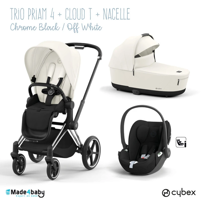 Trio Poussette Priam 4 + Cloud T I-Size + Nacelle CYBEX Chrome Black/Off White 3 Trio Poussette Priam 4 + Cloud T I-Size + Nacelle CYBEX Chrome Black/Off White