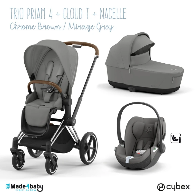 Trio Poussette Priam 4 + Cloud T I-Size + Nacelle CYBEX Chrome Brown/Mirage Grey 3 Trio Poussette Priam 4 + Cloud T I-Size + Nacelle CYBEX Chrome Brown/Mirage Grey