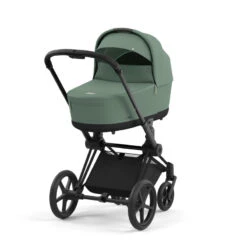 Trio Poussette Priam 4 + Cloud Ti-Size + Nacelle CYBEX Matt Black/Leaf Green -MADE4BABY BOUTIQUE trio poussette priam 4 cloud t i size nacelle cybex matt blackleaf green 2