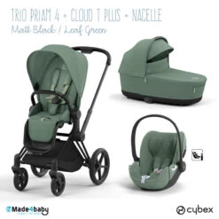 Trio Poussette Priam 4 + Cloud Ti-Size + Nacelle CYBEX Matt Black/Leaf Green
