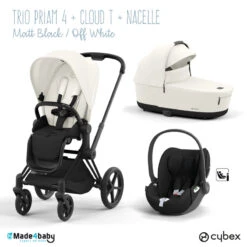 Trio Poussette Priam 4 + Cloud T I-Size + Nacelle CYBEX Matt Black/Off White