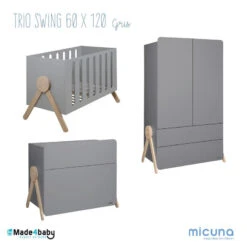 Chambre Trio Swing Avec Lit 60x120 MICUNA Gris