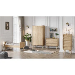 Chambre Trio Vintage Avec Lit 70x140 Et Armoire VOX Chêne -MADE4BABY BOUTIQUE trio vintage avec lit 70 et armoire 7